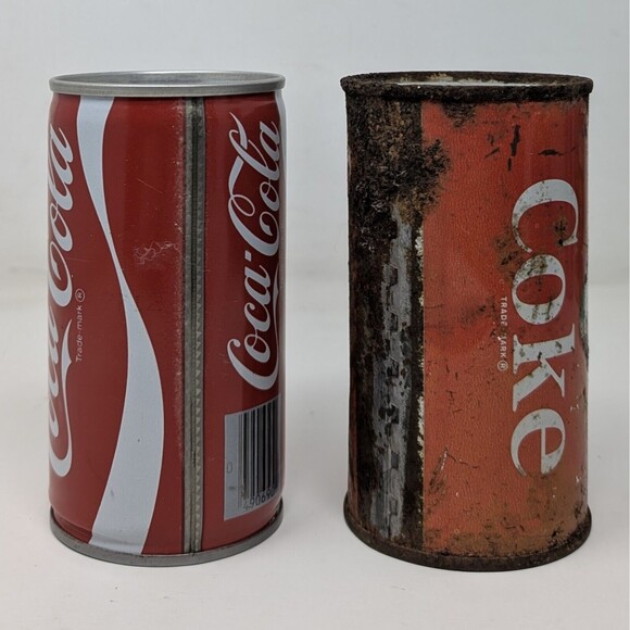 VTG Steel Soda Can Collection Coca Cola Diamond Coke Shasta RC 7up Distressed - Picture 4 of 16